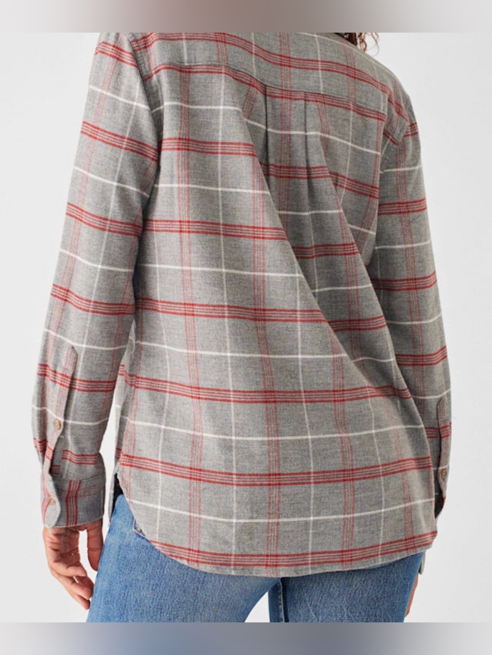 Faherty Gray Red and White Plaid Flannel Button Down - Size M - Picture 3 of 8